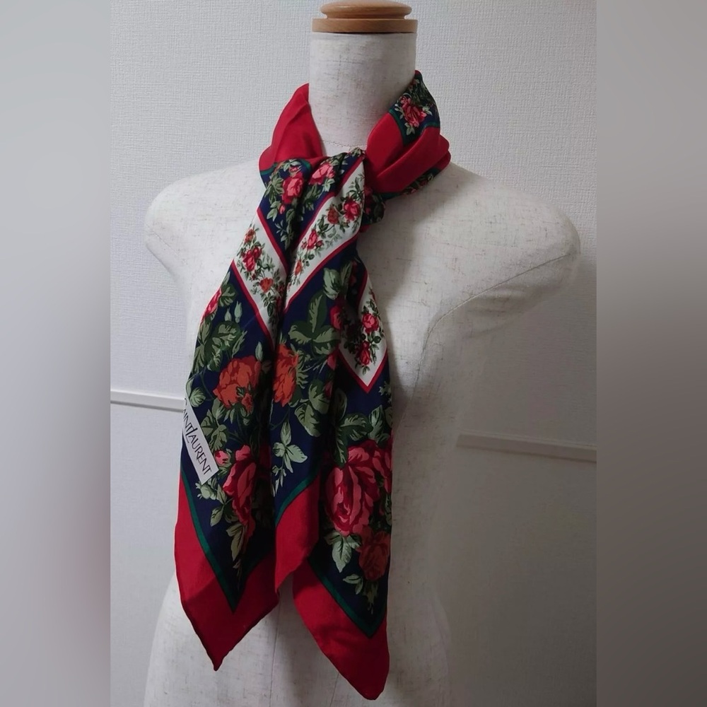 Yves Saint Laurent Floral Silk Square ScarfπΉ - Picture 8 of 10